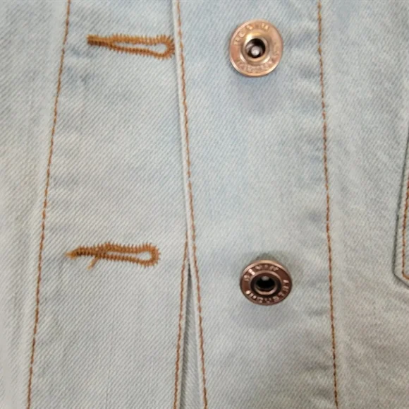 Womens Light Wash Peplum Destructed Hem Detail Jacket Stylish Windbreak size XL - Picture 9 of 16